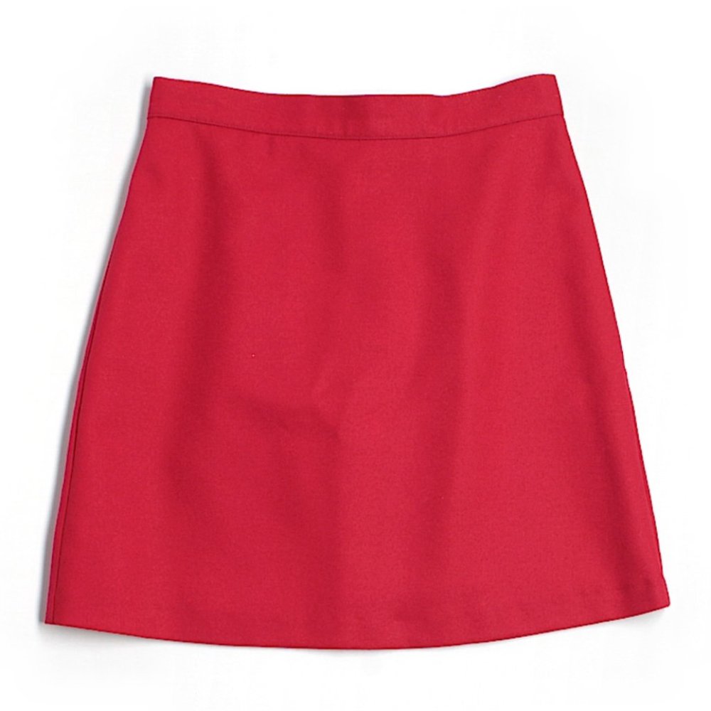 Red Wool A-Line Skirt